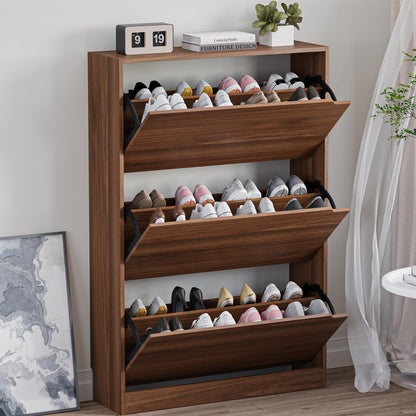 3-Flip Drawer Shoe Cabinet Freestanding Entryway Storage Cabinet