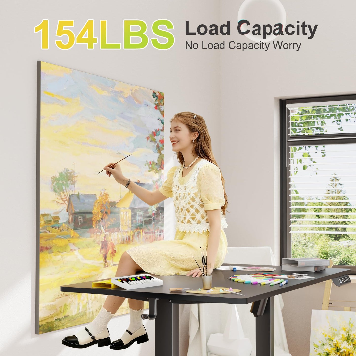 Electric Height Adjustable Standing Desk with Memory Settings Home Office Work Desk