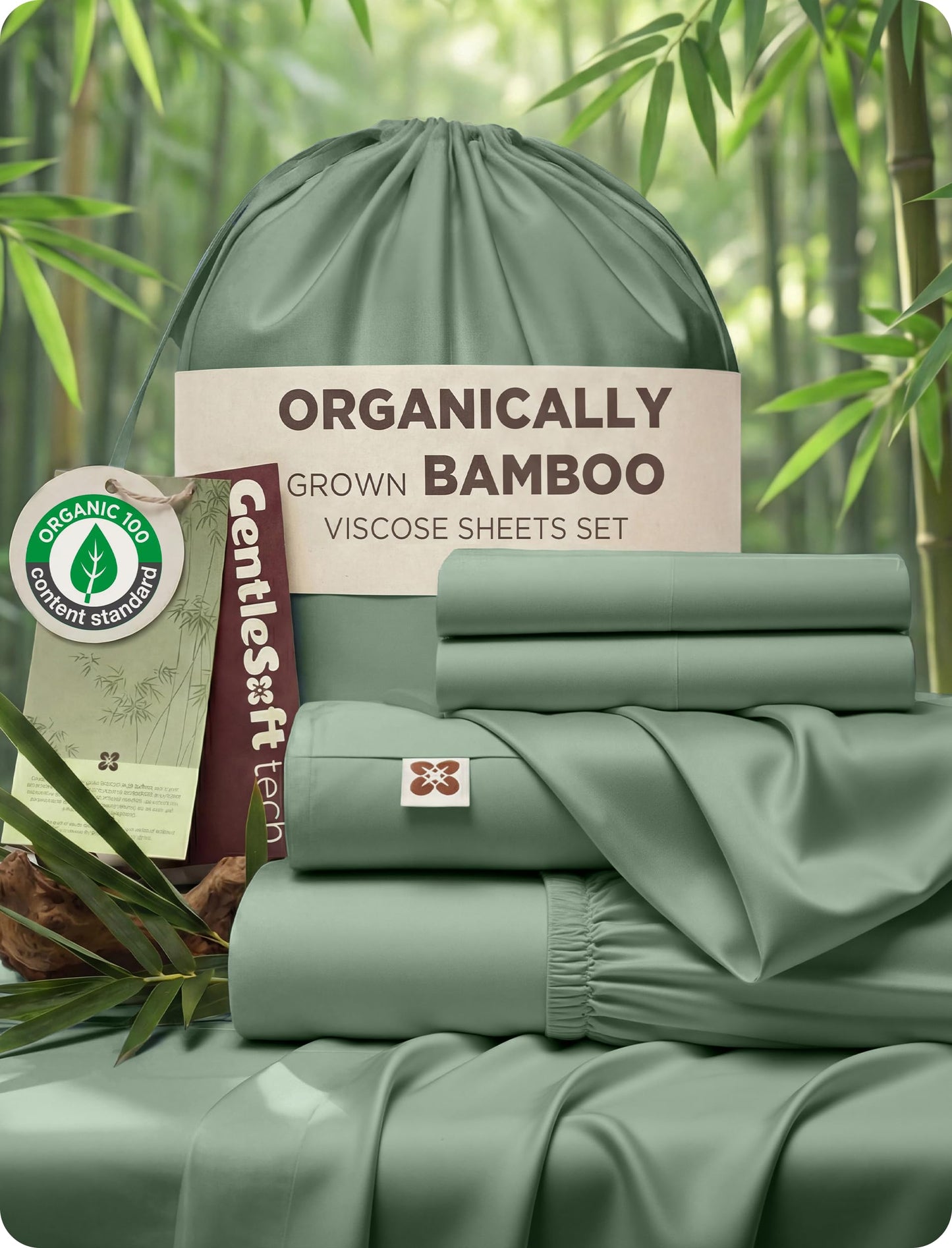 Bamboo Viscose Cooling Bed Sheet Set Deep Pocket Ultra Soft Silky 4 Piece Organic Fabric Sheets