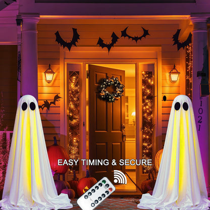 Halloween Ghost LED String Lights with Remote Control Indoor Outdoor Porch Yard Party Decoration 2 Pack