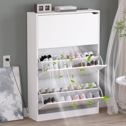 3-Flip Drawer Shoe Cabinet Freestanding Entryway Storage Cabinet