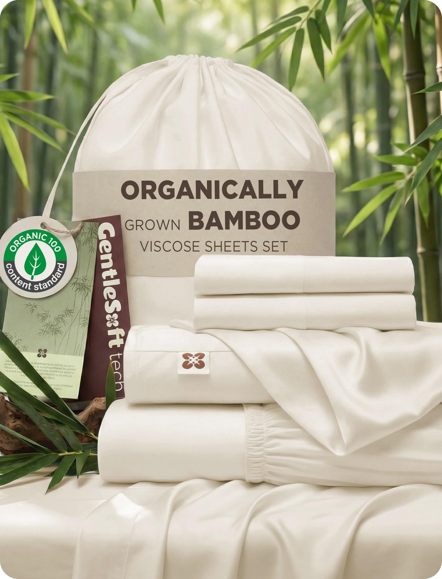 Bamboo Viscose Cooling Bed Sheet Set Deep Pocket Ultra Soft Silky 4 Piece Organic Fabric Sheets