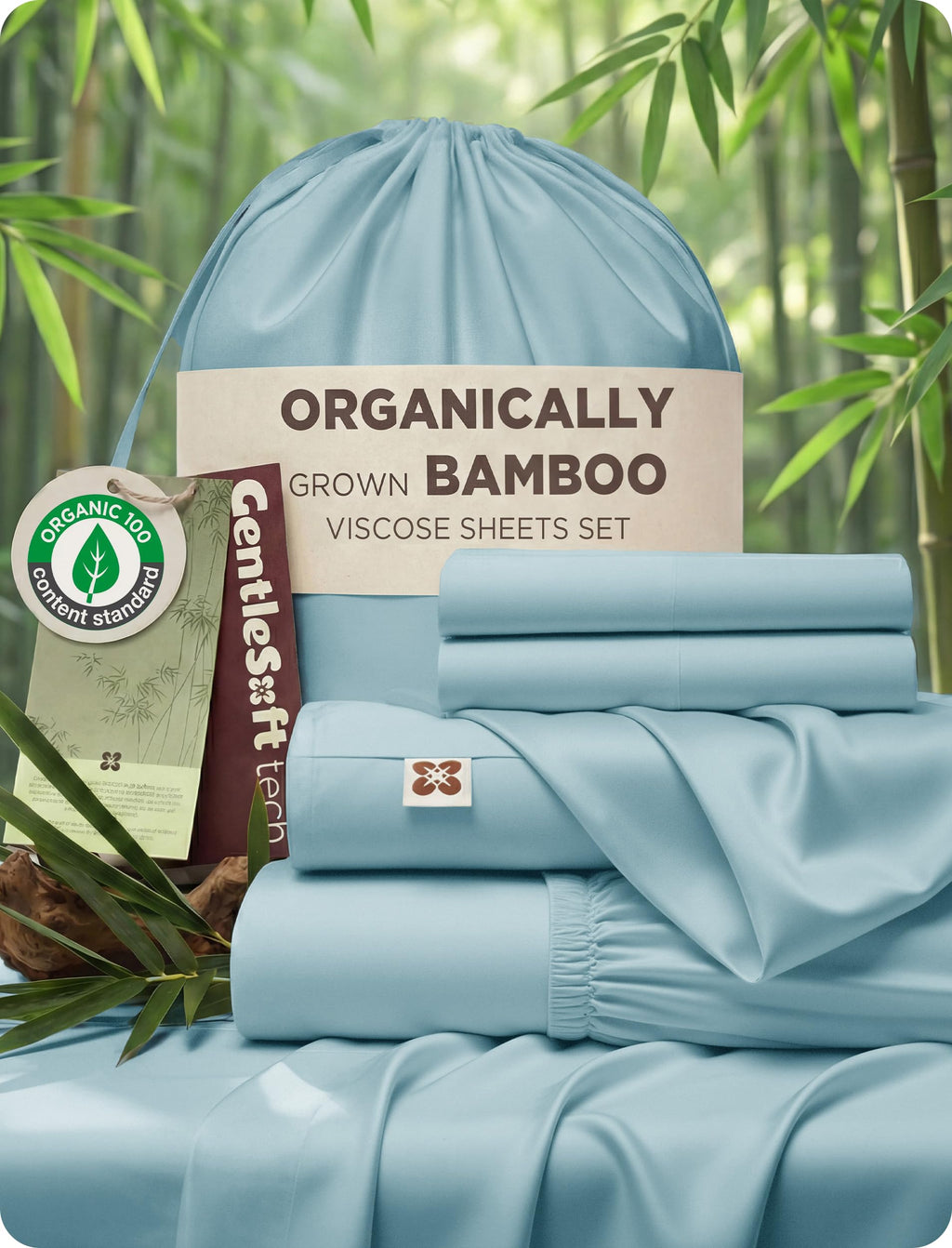 Bamboo Viscose Cooling Bed Sheet Set Deep Pocket Ultra Soft Silky 4 Piece Organic Fabric Sheets