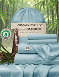 Bamboo Viscose Cooling Bed Sheet Set Deep Pocket Ultra Soft Silky 4 Piece Organic Fabric Sheets