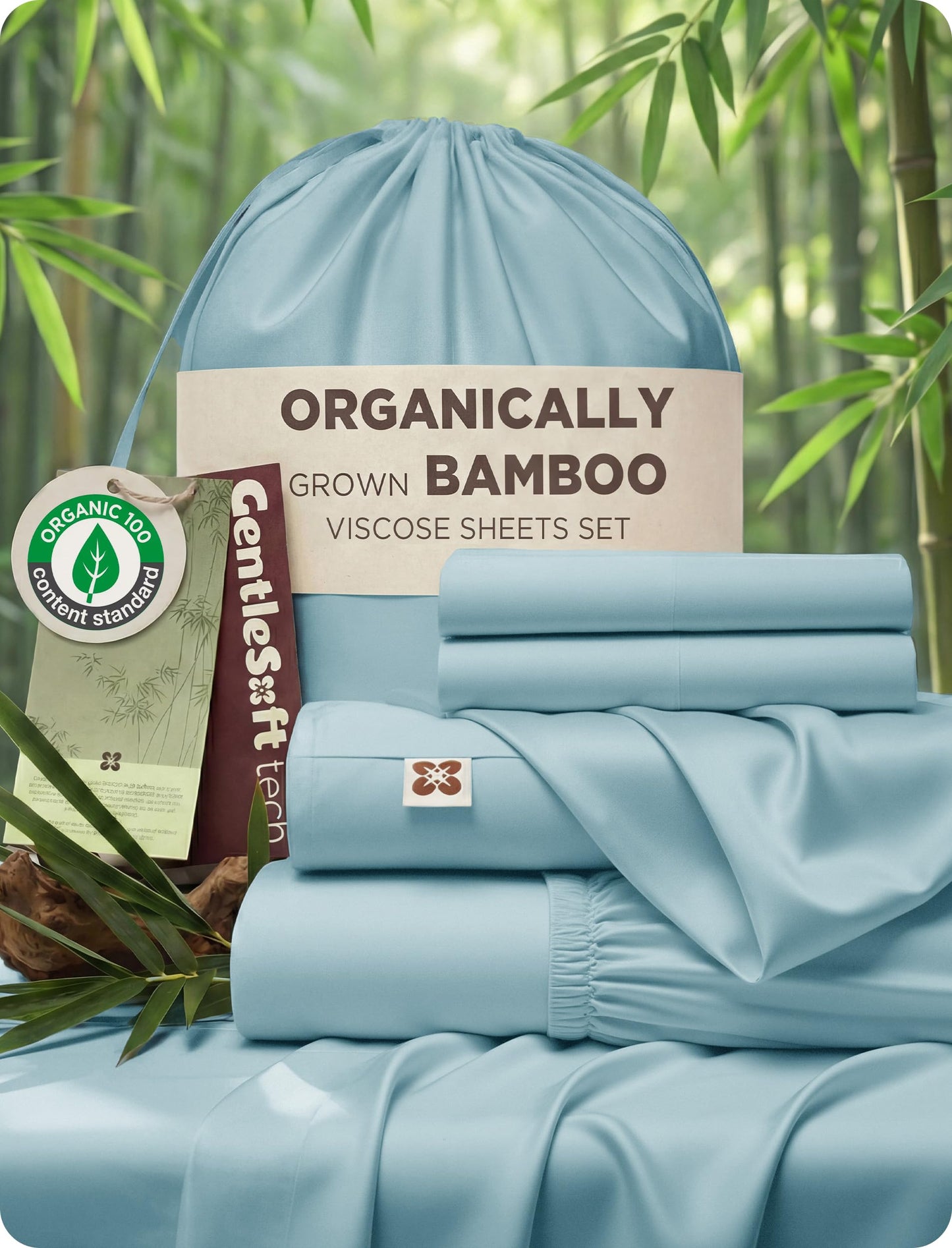 Bamboo Viscose Cooling Bed Sheet Set Deep Pocket Ultra Soft Silky 4 Piece Organic Fabric Sheets