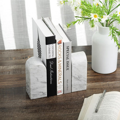 Luxury Marble Bookends Non-Slip Heavy Duty Book Holder Organizer