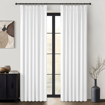 Linen Pinch Pleated Blackout Curtains 2 Panels Drapes for Living Room Bedroom