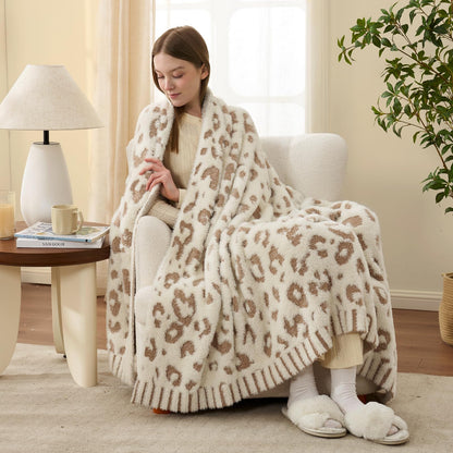 Snuggle Sac Faux Fur Checkered Throw Blanket with Fluffy Microfiber Fabric