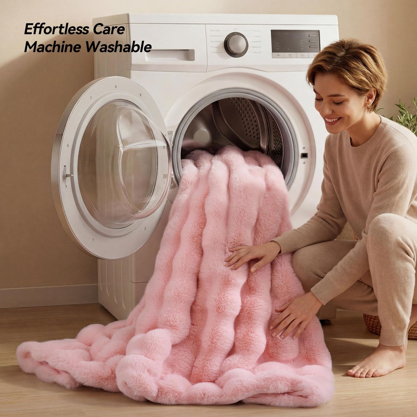 Faux Fur Bubble Fleece Throw Blanket Soft Plush Cozy Blanket for Sofa Bed Home Decor