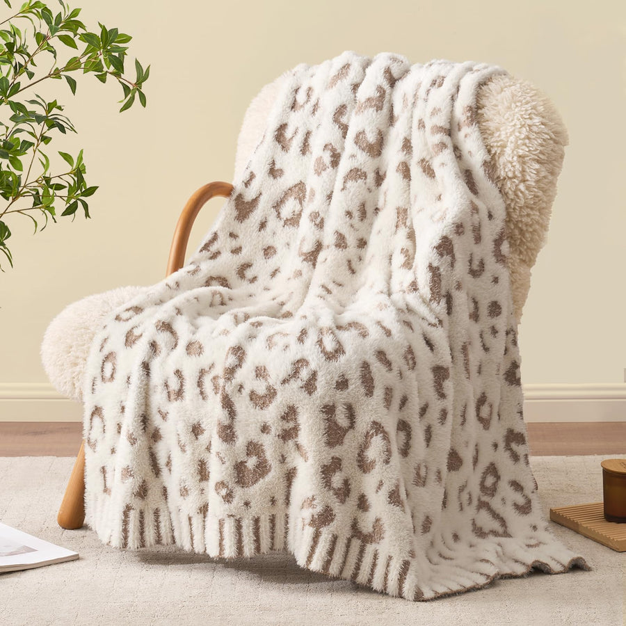 Snuggle Sac Faux Fur Checkered Throw Blanket with Fluffy Microfiber Fabric