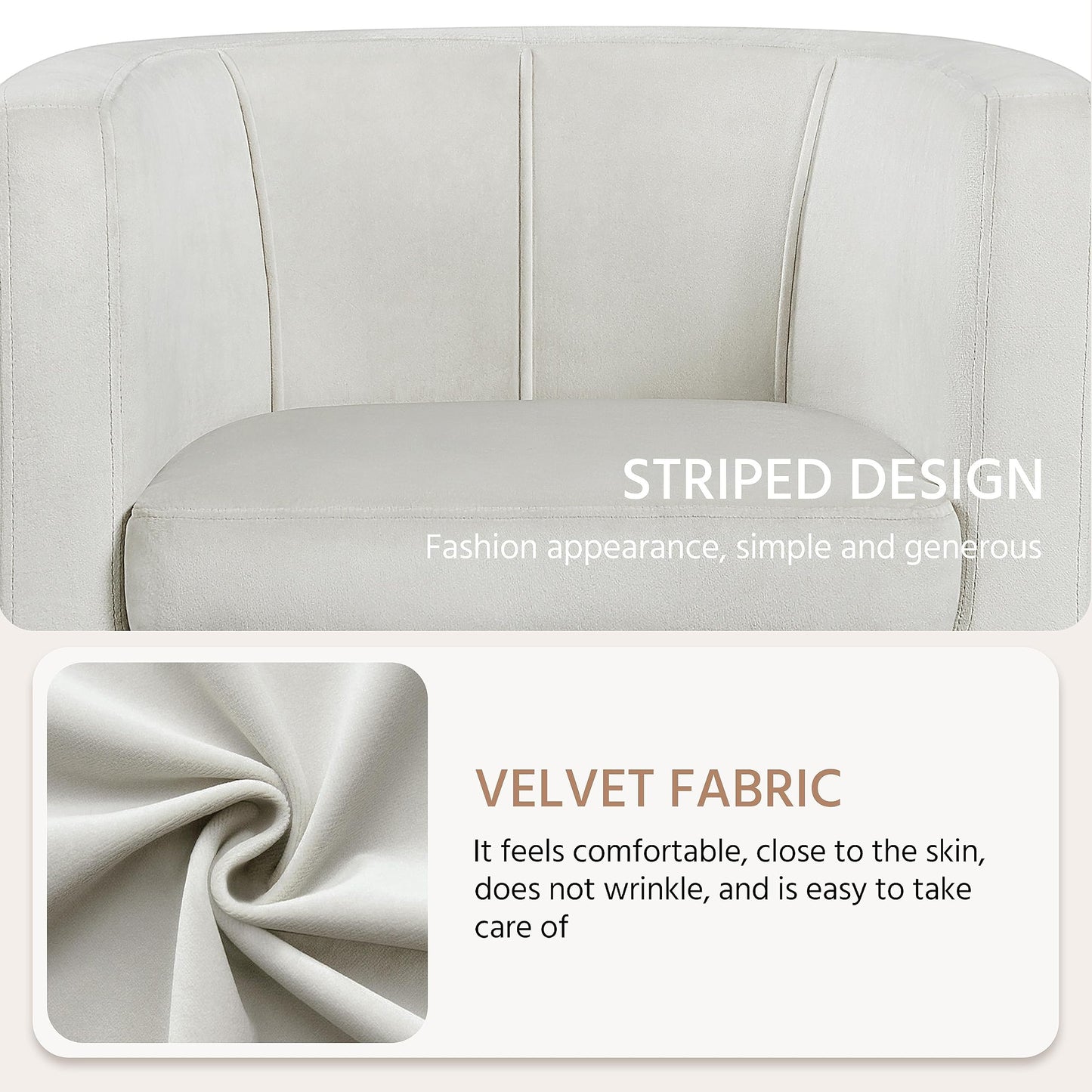 Velvet Armchair with Wide Seat and Wooden Frame for Living Room