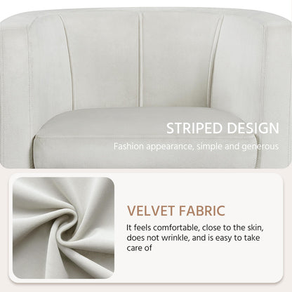 Velvet Armchair with Wide Seat and Wooden Frame for Living Room