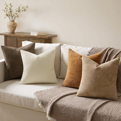 Soft Chenille Throw Pillow Covers Set of 4 Farmhouse Decorative Cushion Covers for Sofa Bedroom Living Room