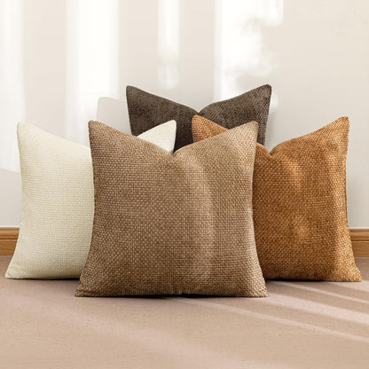 Soft Chenille Throw Pillow Covers Set of 4 Farmhouse Decorative Cushion Covers for Sofa Bedroom Living Room