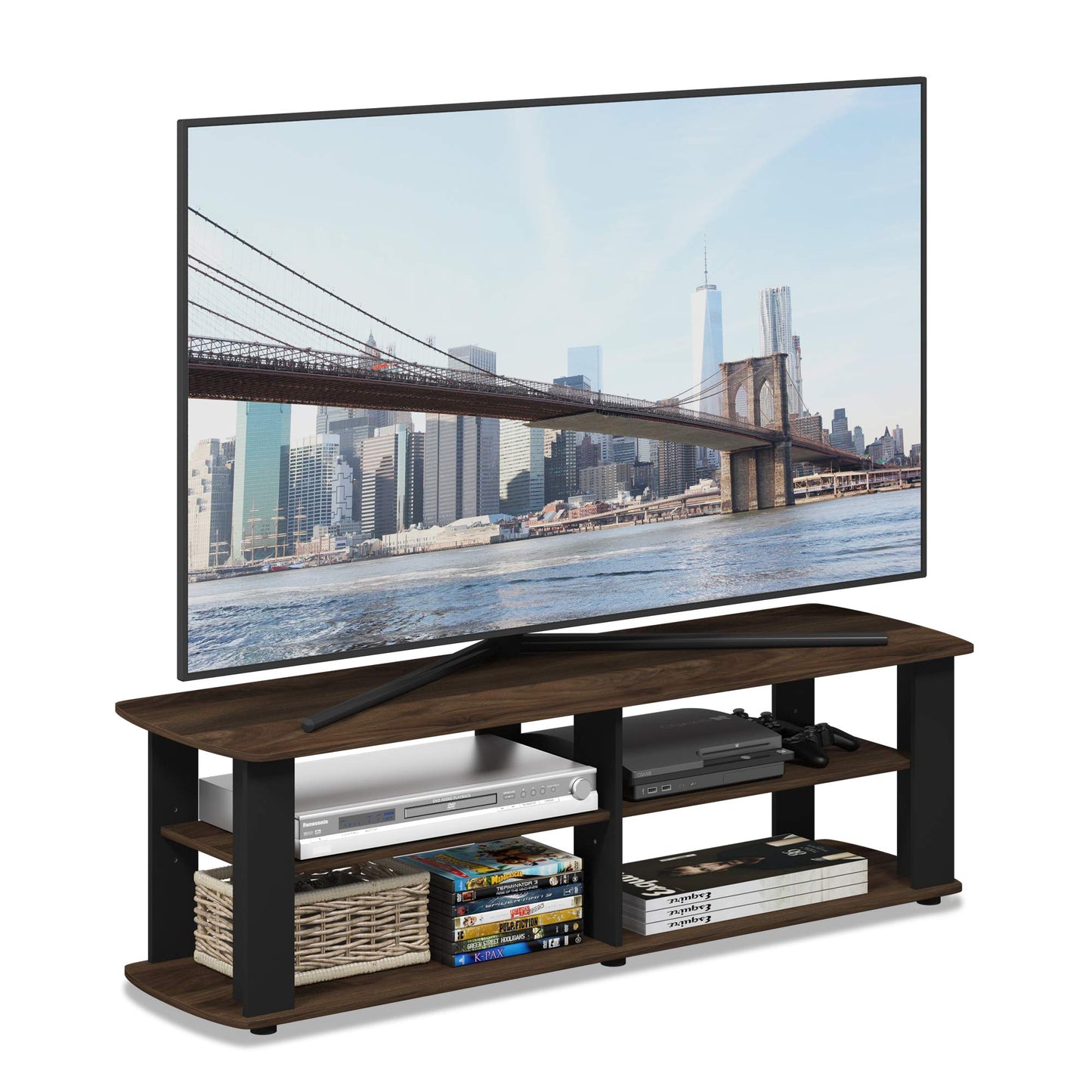 3-Tier Wide Storage Shelf with Open Shelves Engineered Wood Modern Design