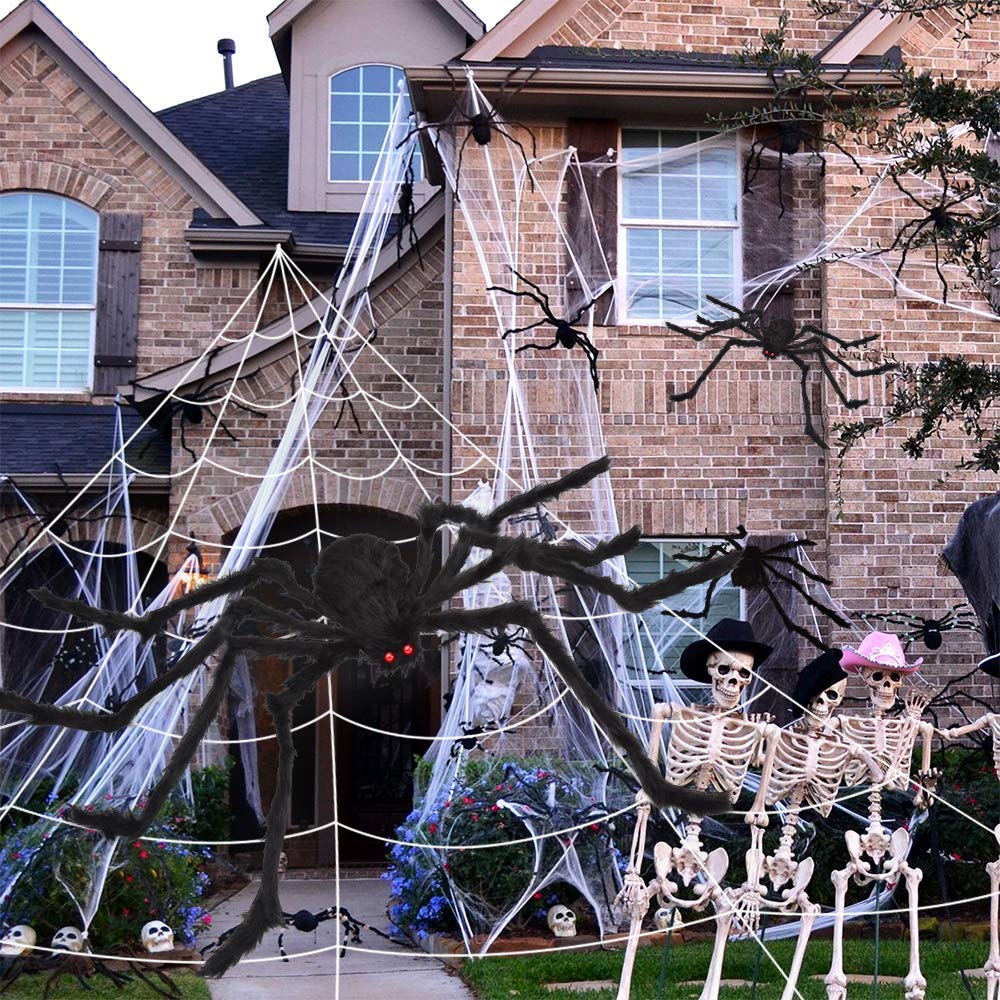 Giant Halloween Spider Web with 59 Inch Spider Indoor Outdoor Haunted House Yard Decoration