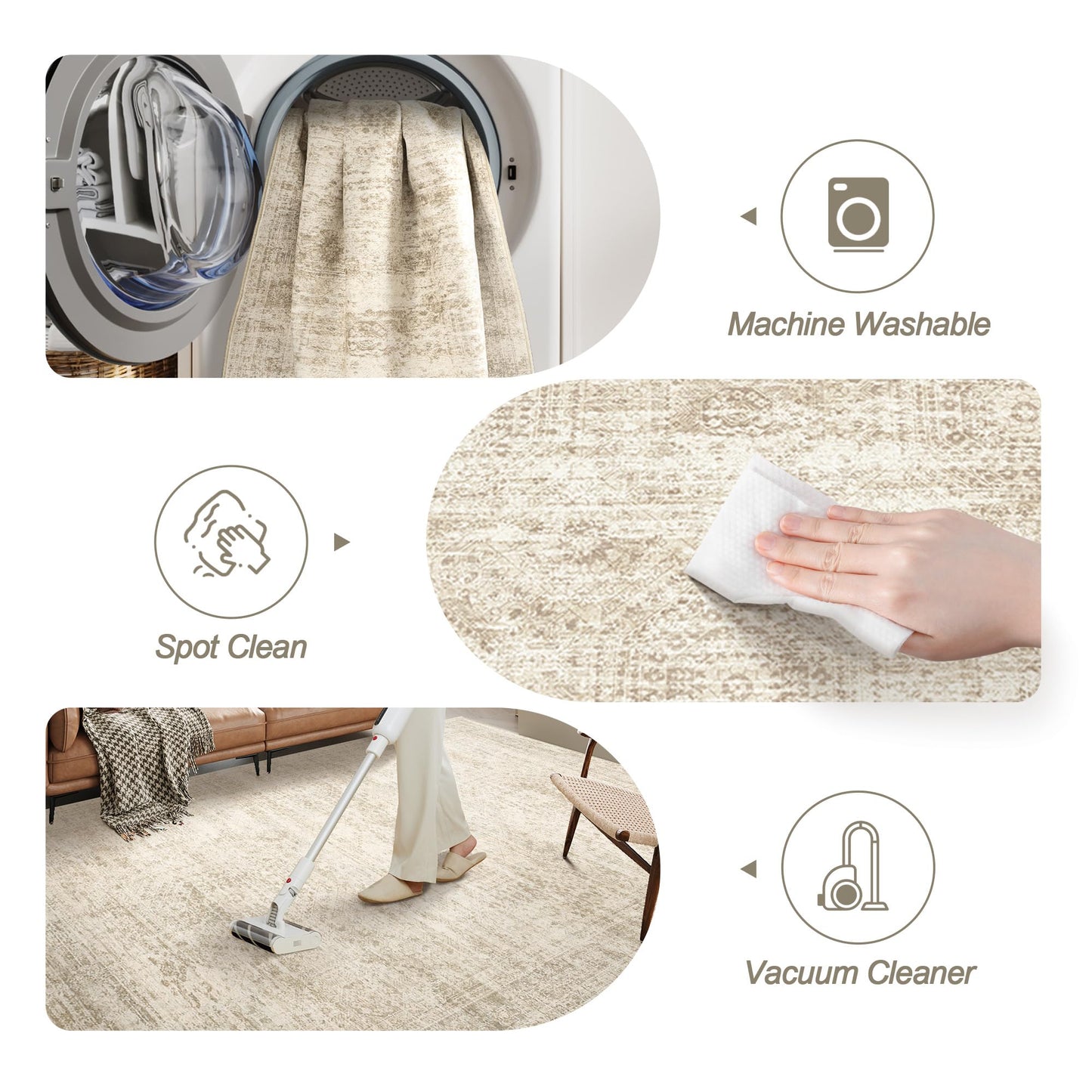 Soalmost Area Rugs for Living Room Dining Room Non-Slip Washable Rug