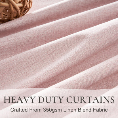 Linen Pinch Pleated Blackout Curtains 2 Panels Drapes for Living Room Bedroom