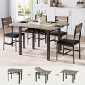Extendable Dining Table Set for 4 with Upholstered PU Leather Chairs