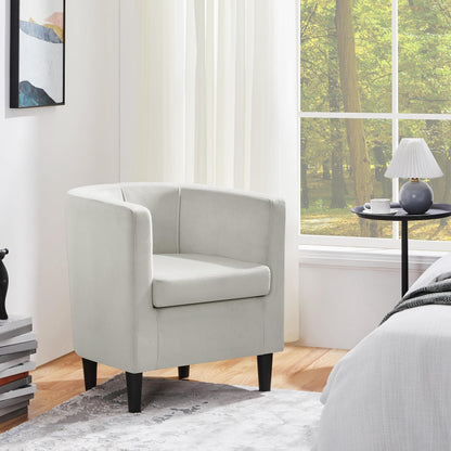 Velvet Armchair with Wide Seat and Wooden Frame for Living Room