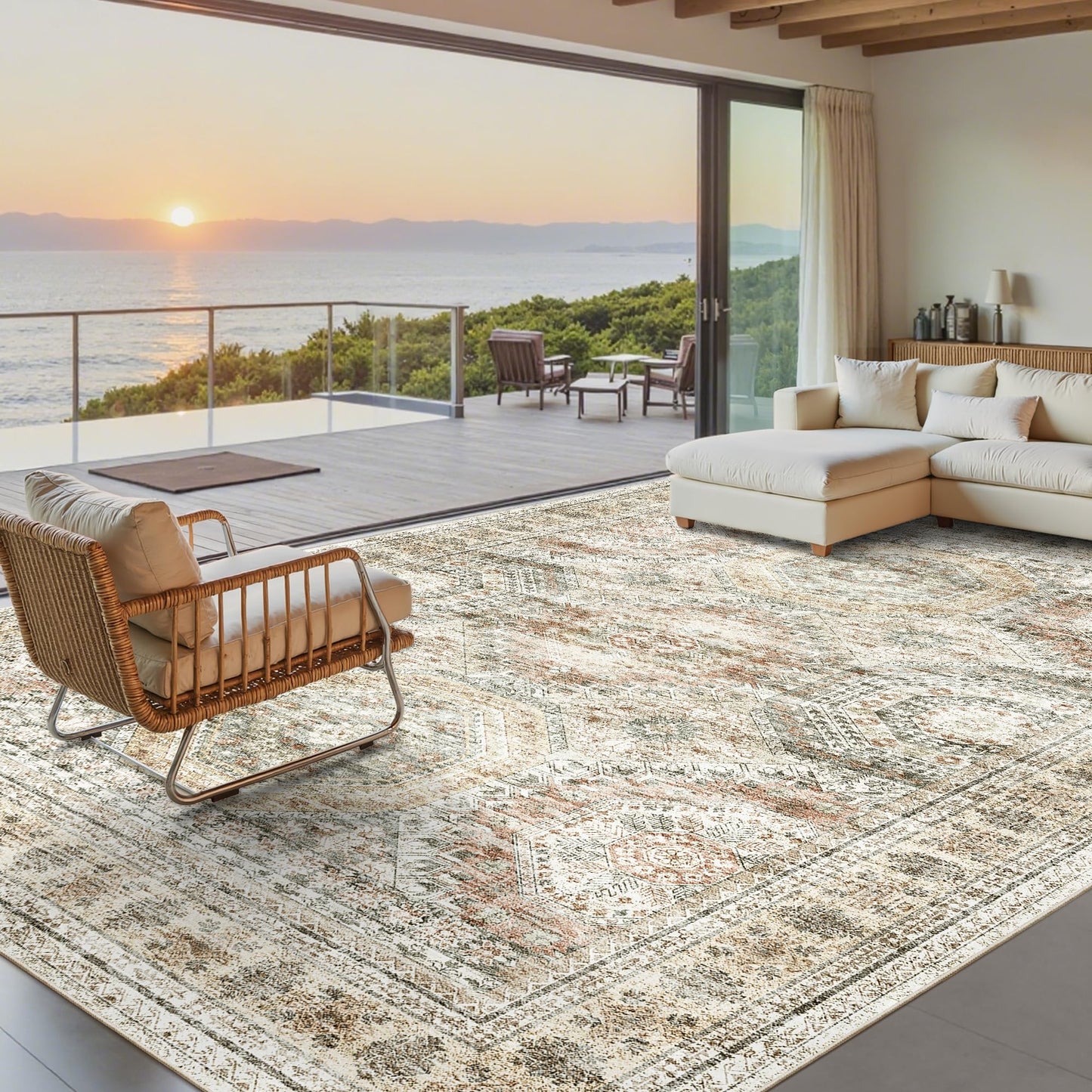 Soalmost Area Rugs for Living Room Dining Room Non-Slip Washable Rug