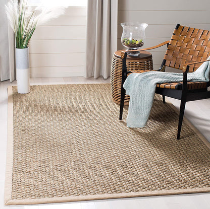 Natural Seagrass Basketweave Area Rug Natural Beige 5x8
