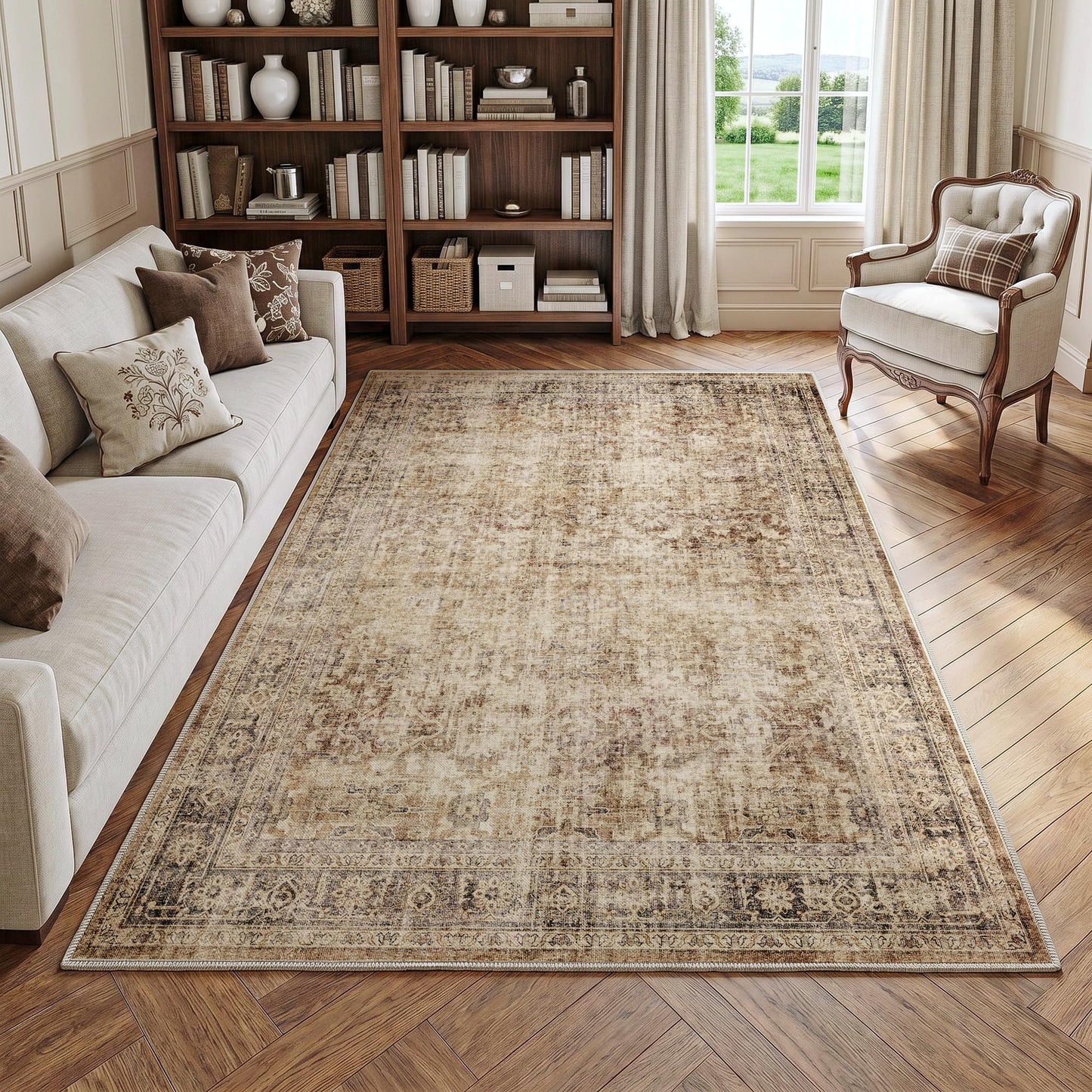 FMFUNCTEX Vintage Distressed Oriental Rug