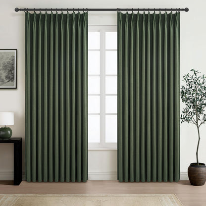 Linen Pinch Pleated Blackout Curtains 2 Panels Drapes for Living Room Bedroom