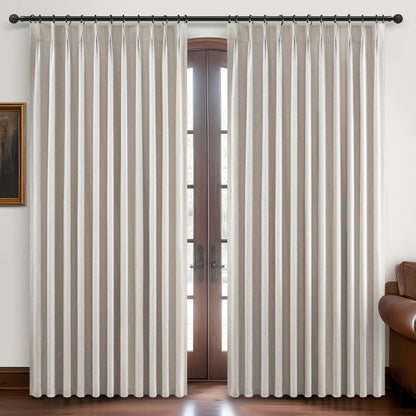 Linen Pinch Pleated Blackout Curtains 2 Panels Drapes for Living Room Bedroom