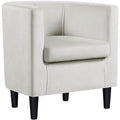 Velvet Armchair with Wide Seat and Wooden Frame for Living Room