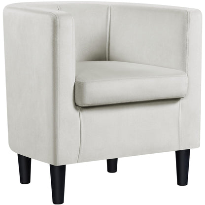 Velvet Armchair with Wide Seat and Wooden Frame for Living Room