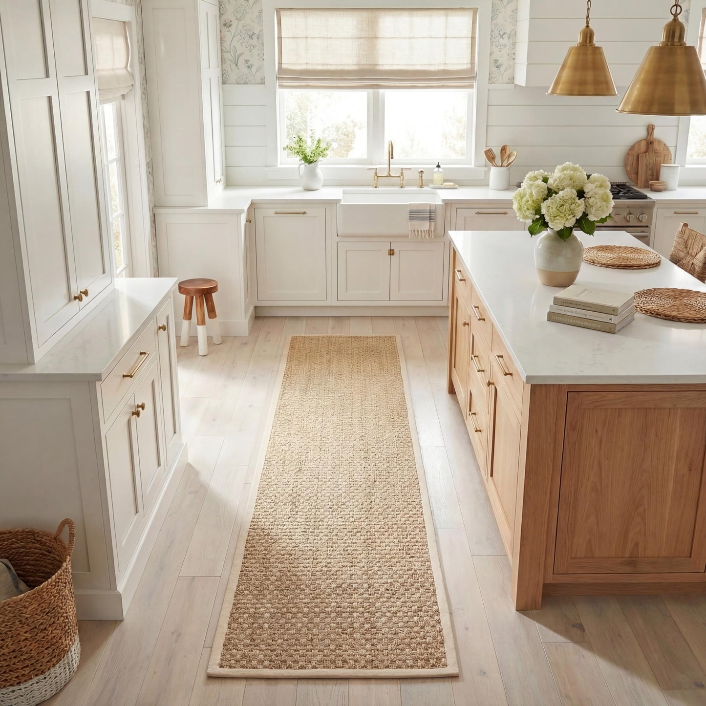 Natural Seagrass Basketweave Area Rug Natural Beige 5x8