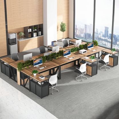 L-Shaped Executive Desk with Drawer Cabinet and File Storage Home Office Furniture