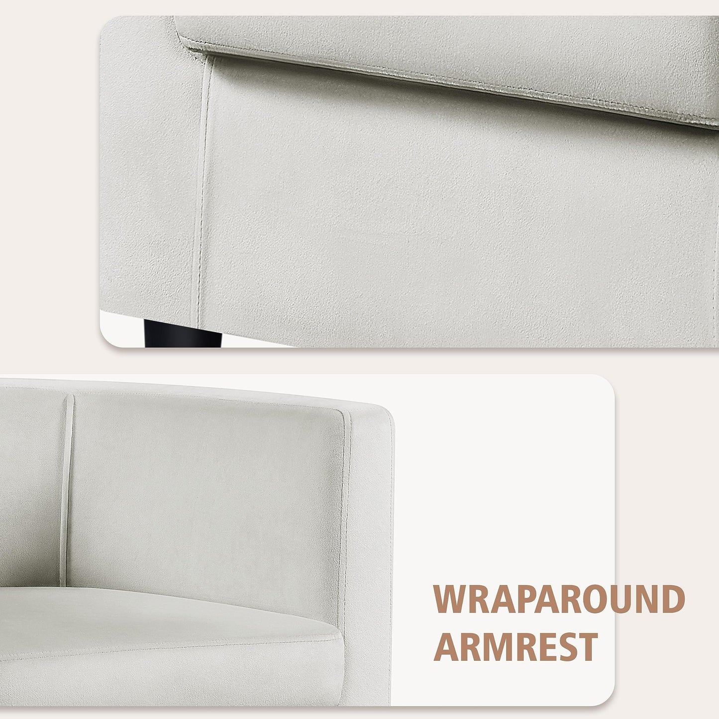 Velvet Armchair with Wide Seat and Wooden Frame for Living Room