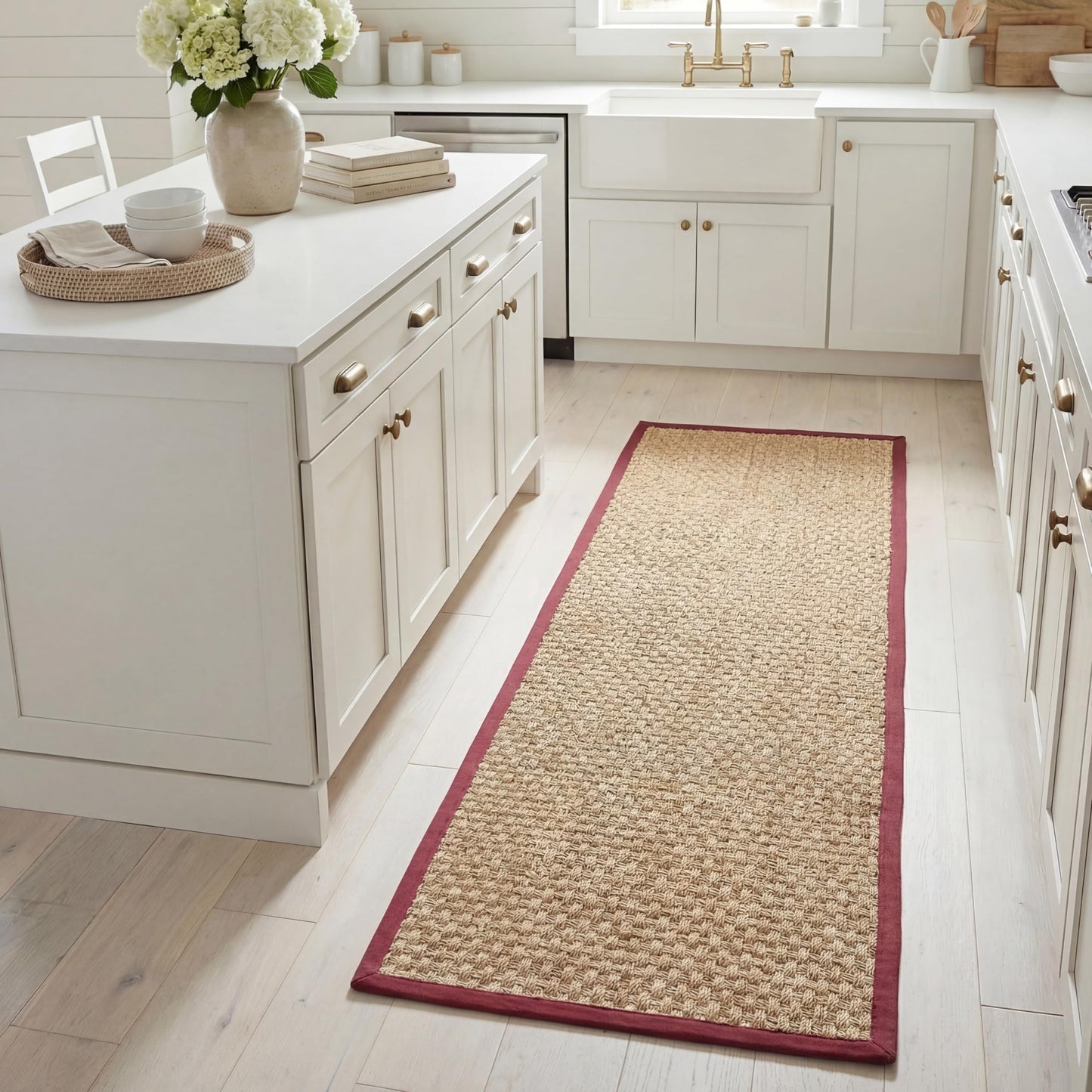 Natural Seagrass Basketweave Area Rug Natural Beige 5x8
