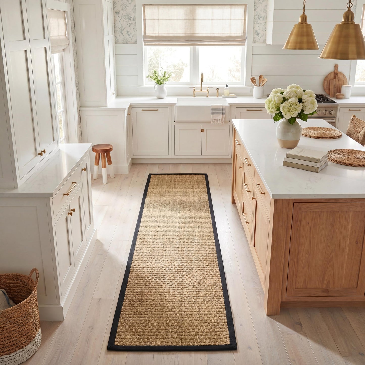 Natural Seagrass Basketweave Area Rug Natural Beige 5x8