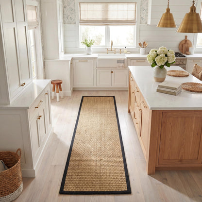 Natural Seagrass Basketweave Area Rug Natural Beige 5x8