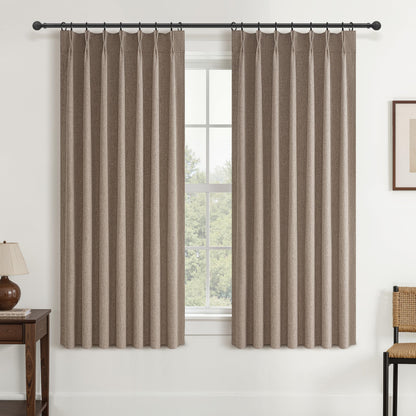 Linen Pinch Pleated Blackout Curtains 2 Panels Drapes for Living Room Bedroom