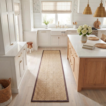 Natural Seagrass Basketweave Area Rug Natural Beige 5x8