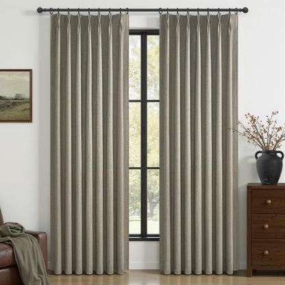 Linen Pinch Pleated Blackout Curtains 2 Panels Drapes for Living Room Bedroom