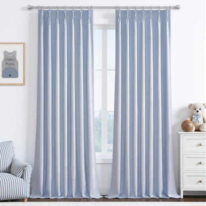 Linen Pinch Pleated Blackout Curtains 2 Panels Drapes for Living Room Bedroom
