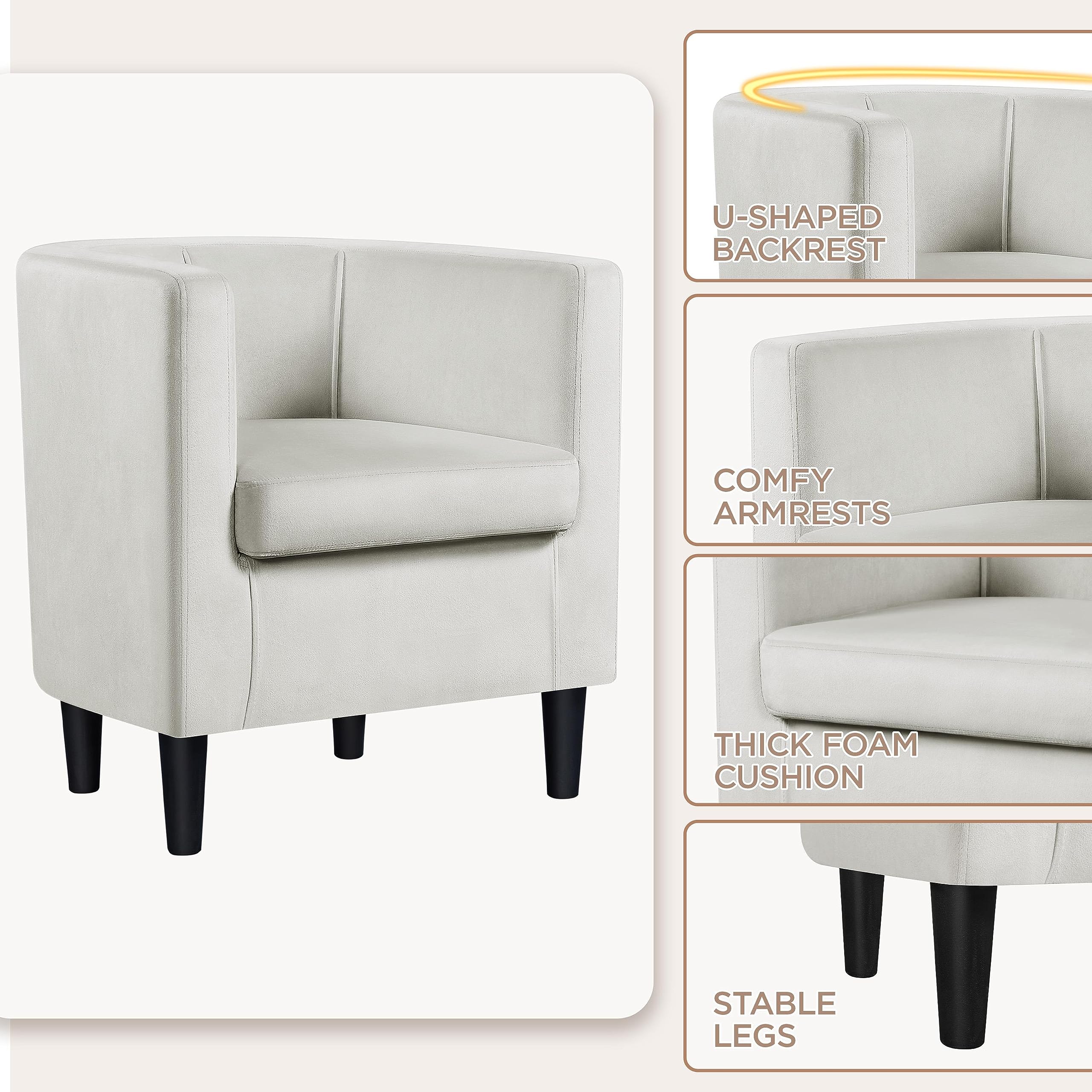 Velvet Armchair with Wide Seat and Wooden Frame for Living Room