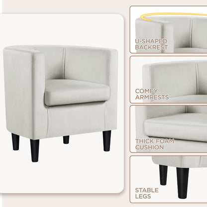 Velvet Armchair with Wide Seat and Wooden Frame for Living Room
