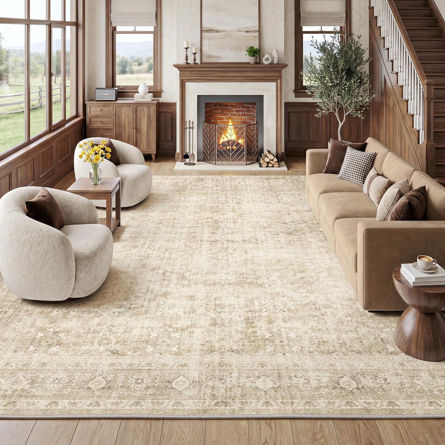 FMFUNCTEX Vintage Distressed Oriental Rug