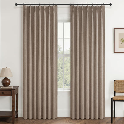 Linen Pinch Pleated Blackout Curtains 2 Panels Drapes for Living Room Bedroom