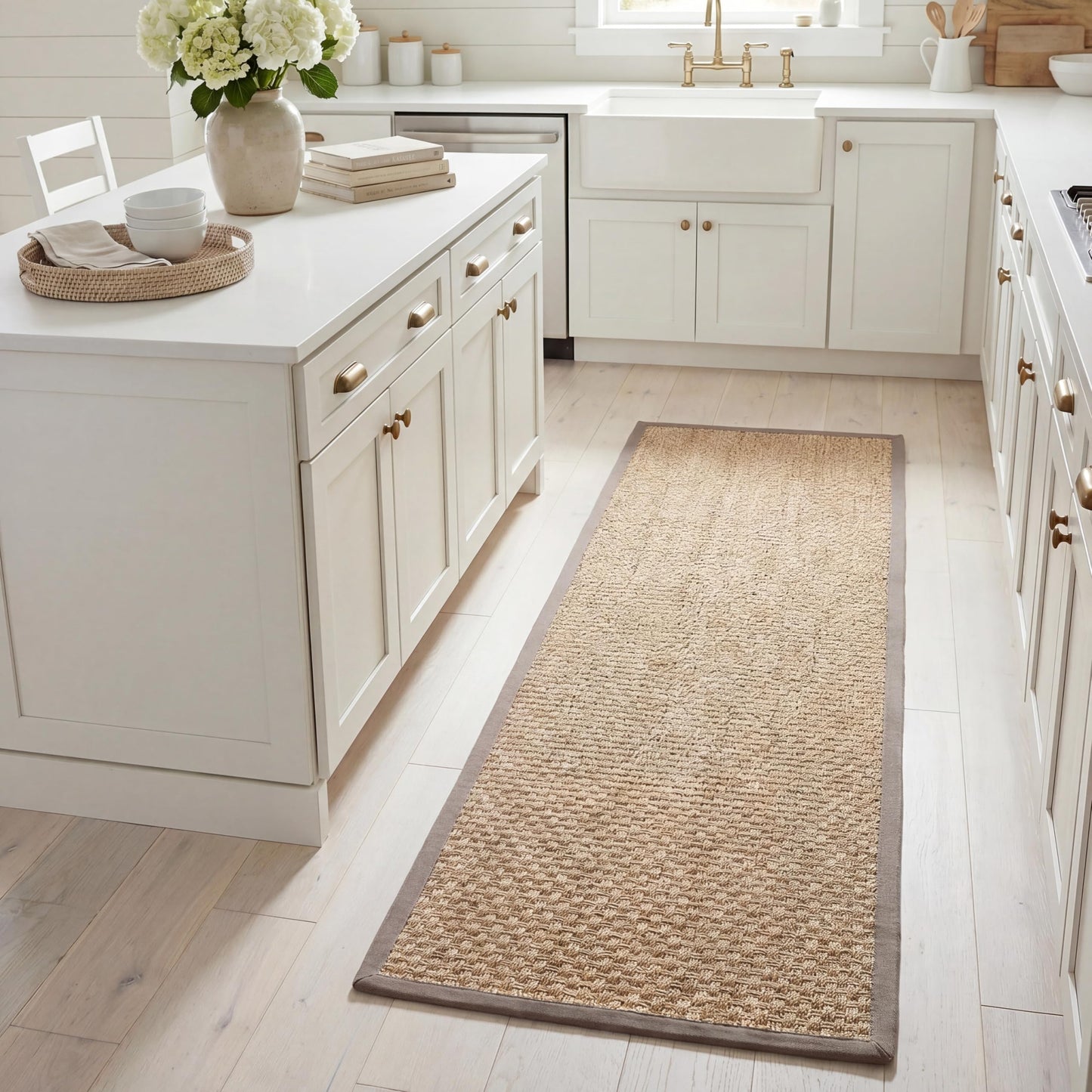 Natural Seagrass Basketweave Area Rug Natural Beige 5x8
