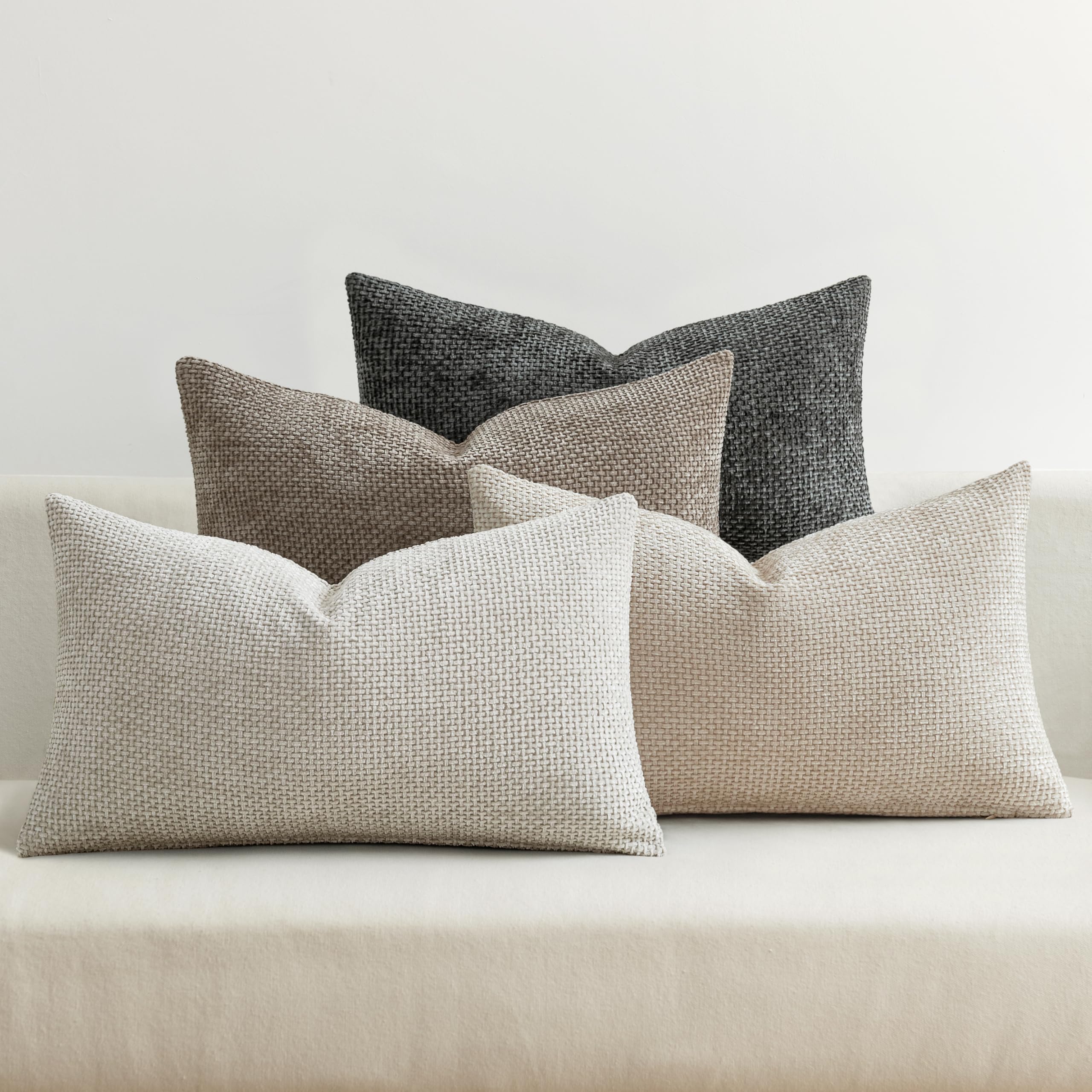 Soft Chenille Throw Pillow Covers Set of 4 Farmhouse Decorative Cushion Covers for Sofa Bedroom Living Room