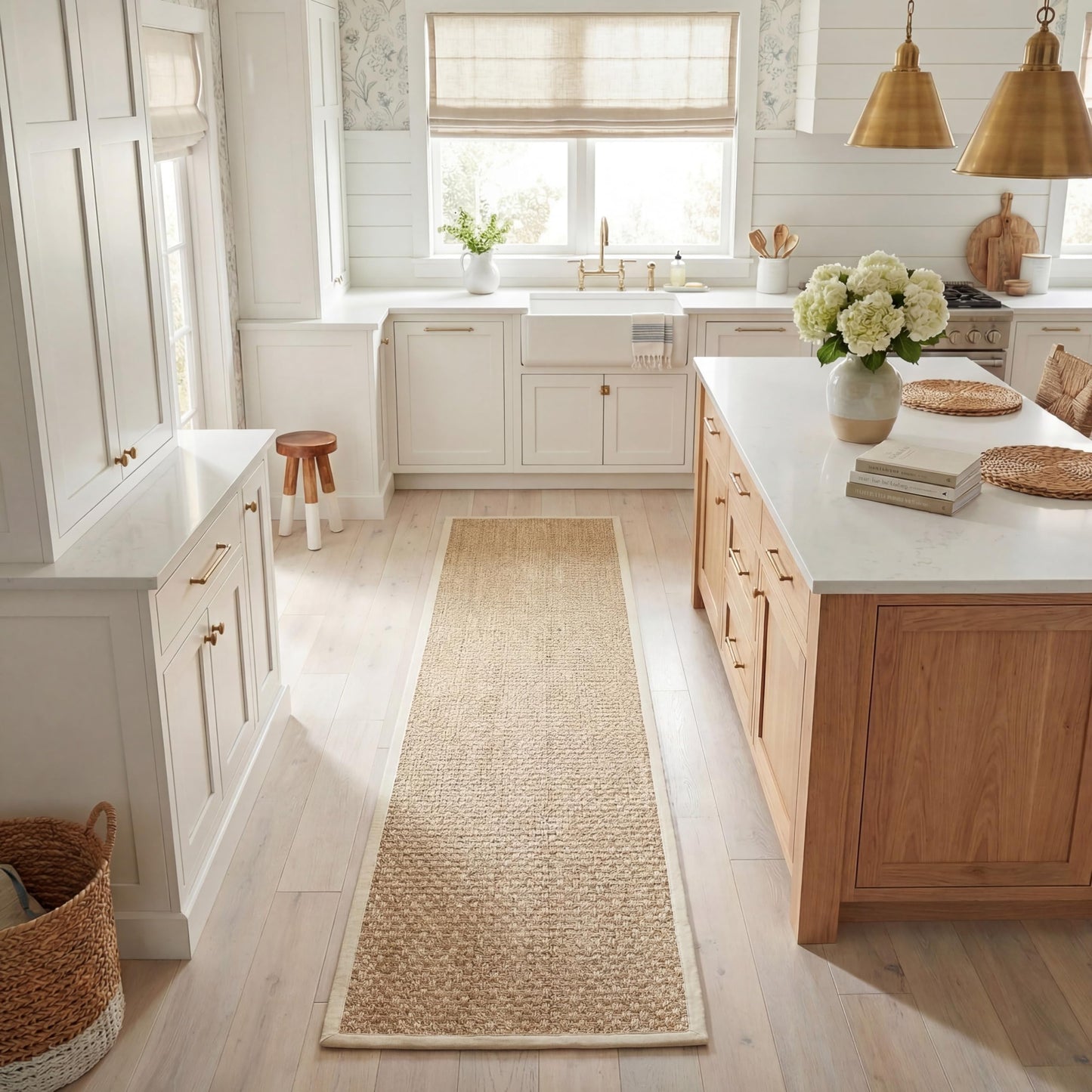 Natural Seagrass Basketweave Area Rug Natural Beige 5x8