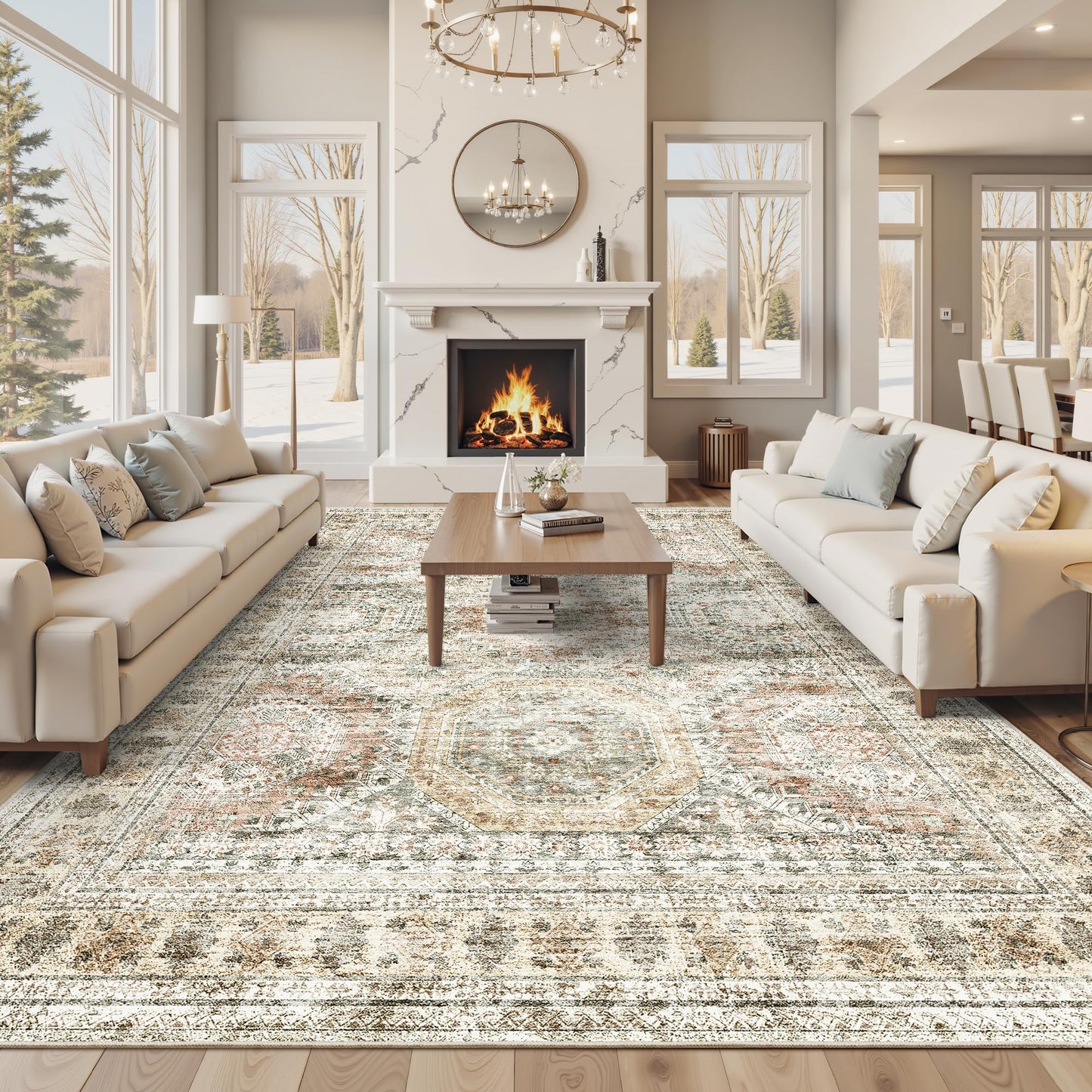 Soalmost Area Rugs for Living Room Dining Room Non-Slip Washable Rug