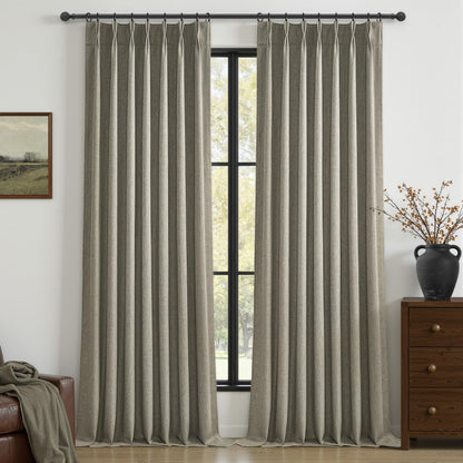 Linen Pinch Pleated Blackout Curtains 2 Panels Drapes for Living Room Bedroom